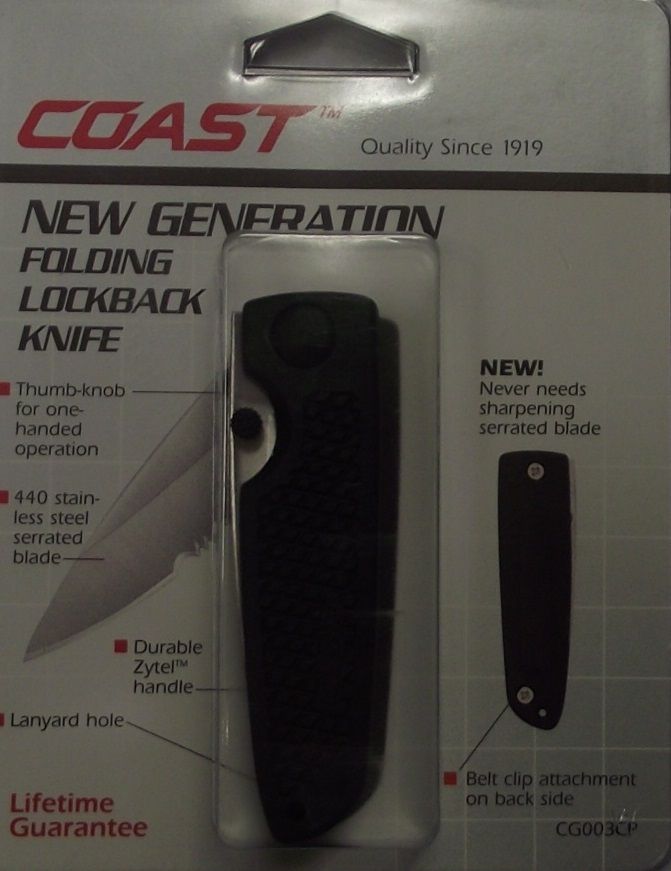 Coast CG003CP New Generation Folding Lockback Knife 7" Open