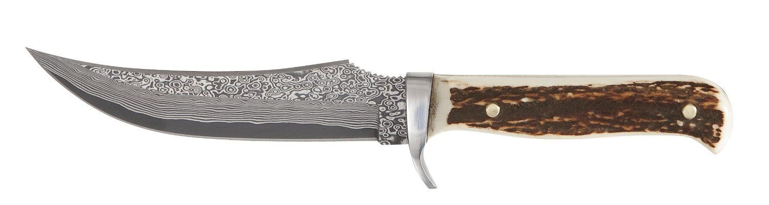 Coast C244398 9.5-inch Damascus Skinner Knife Stag Handle With Sheath