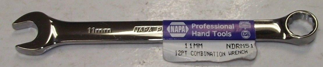 Napa NDRM51 Metric 11mm Full Polish Professional Combo Wrench USA 12PT.