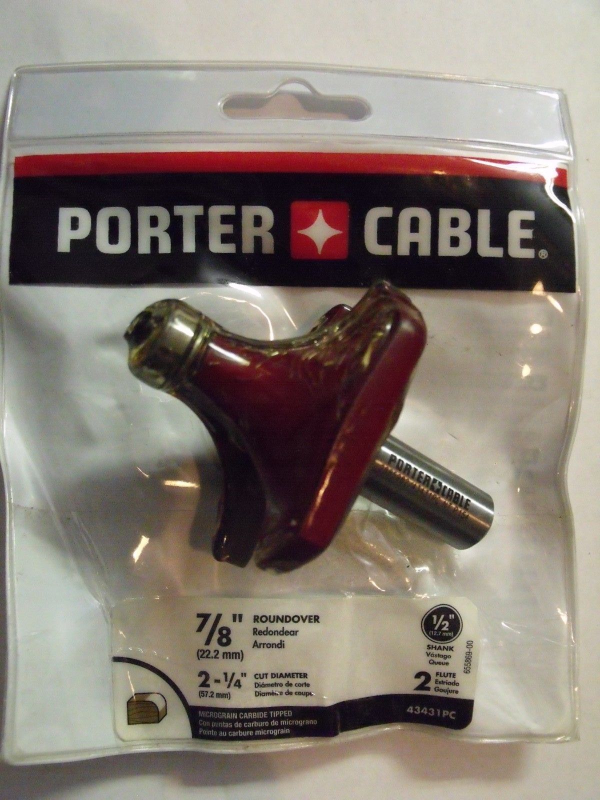 Porter Cable 43431 7/8" Roundover Router Bit  ½" Shank & 1-1/8" Flute Length