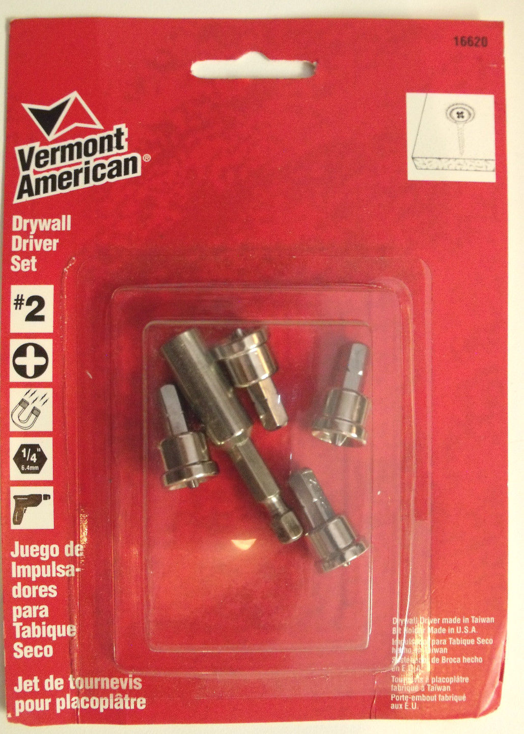 Vermont American 16620 5 Piece Drywall Bit Tip Set with Bit Tip Holder