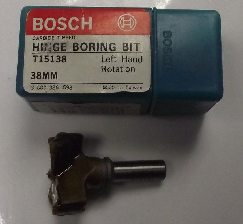 Bosch T15138 Hinge Boring Drill Bit Carbide Tipped LH 38MM "Euro Type Hinges"
