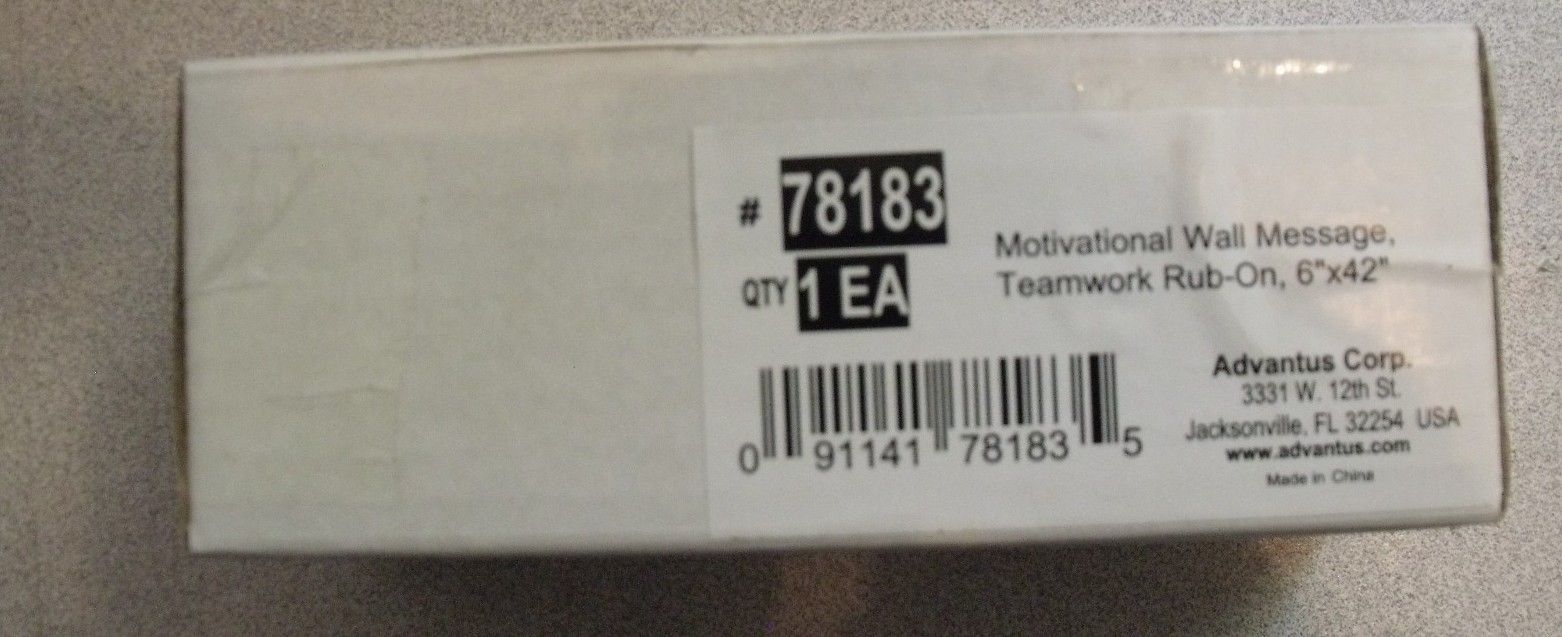 Motivational Sign 78183 6" x 42" Teamwork Rub On
