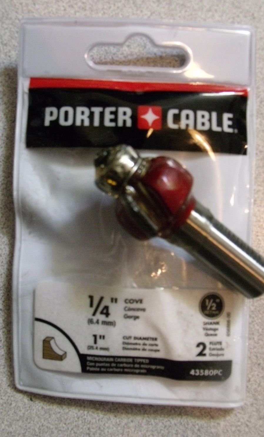 Porter Cable 43580PC 1/4" Cove Router Bit  1/2" Shank