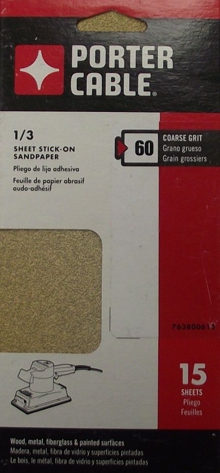 Porter Cable 763800615 1/3 Sheet PSA 60 Grit 15PK