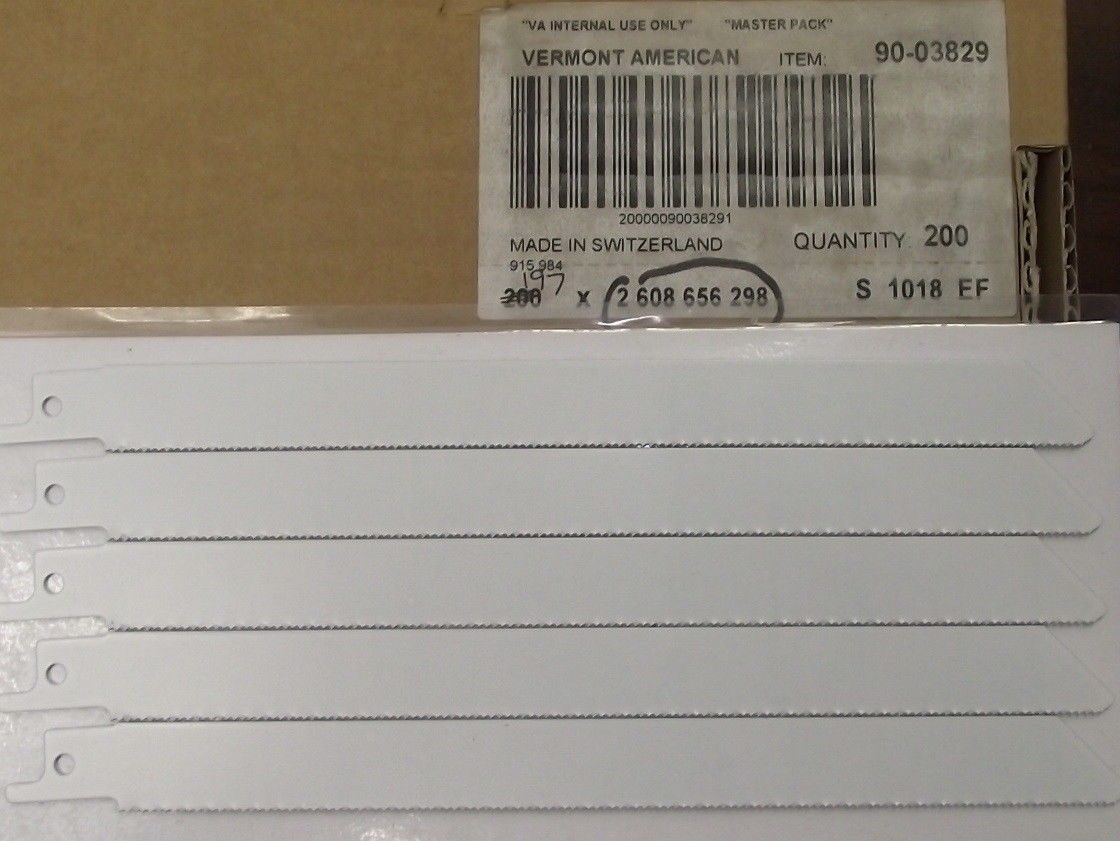 Vermont American 8" x 18 TPI Bimetal Recip Saw Blade 5pcs Swiss 90-03829 S1018EF