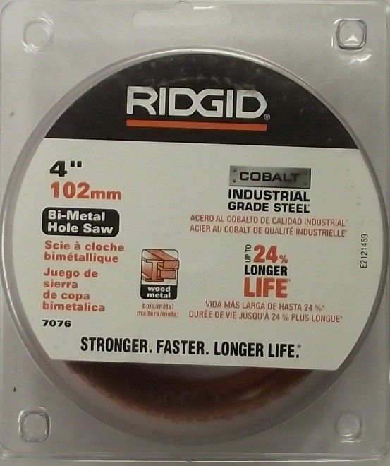 Ridgid 4" 7076 Hole saw Bi-Metal Cobalt Industrial Grade Steel