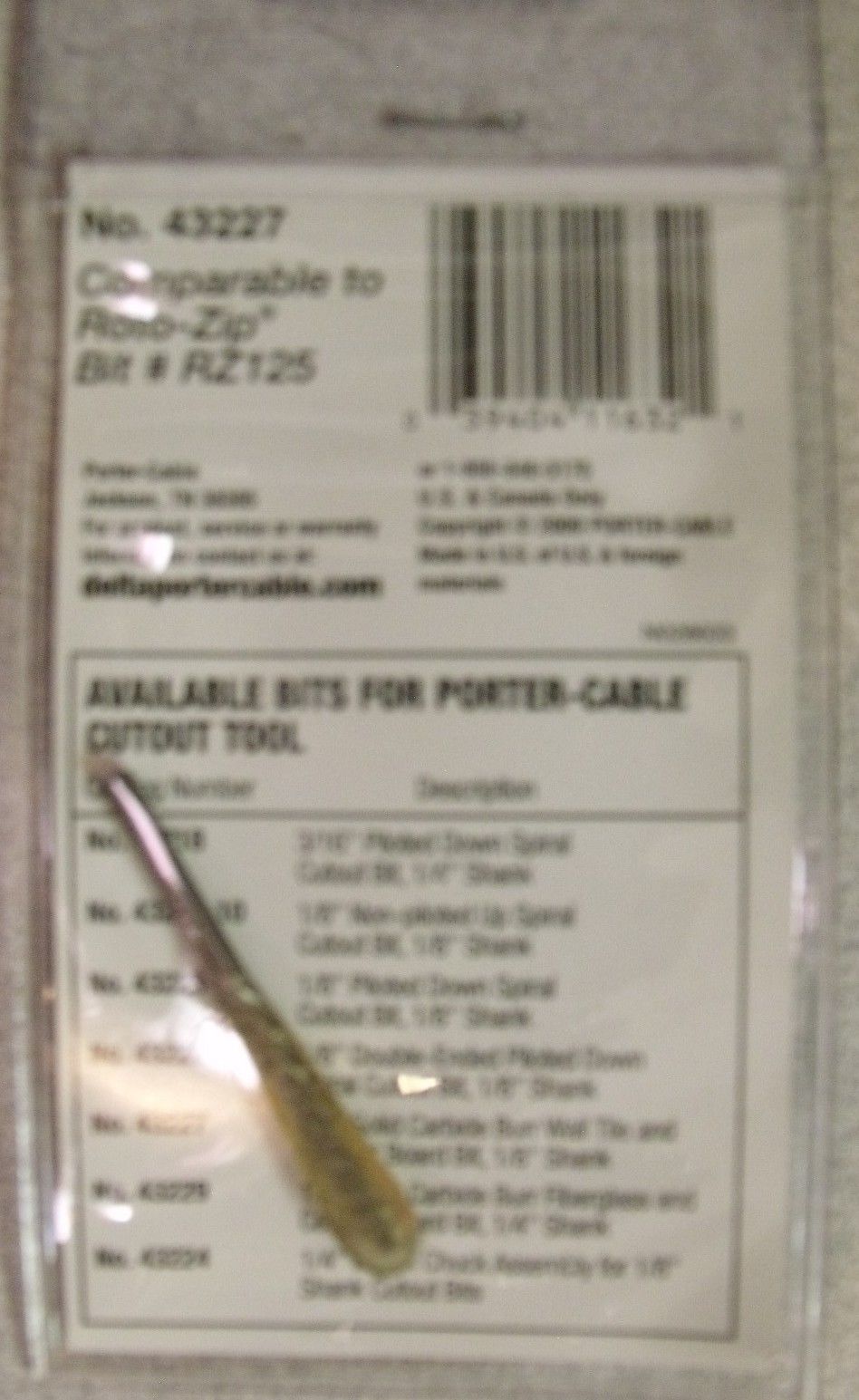 Porter Cable 43227 Carbide Wall Tile Drywall Cement Board Bit