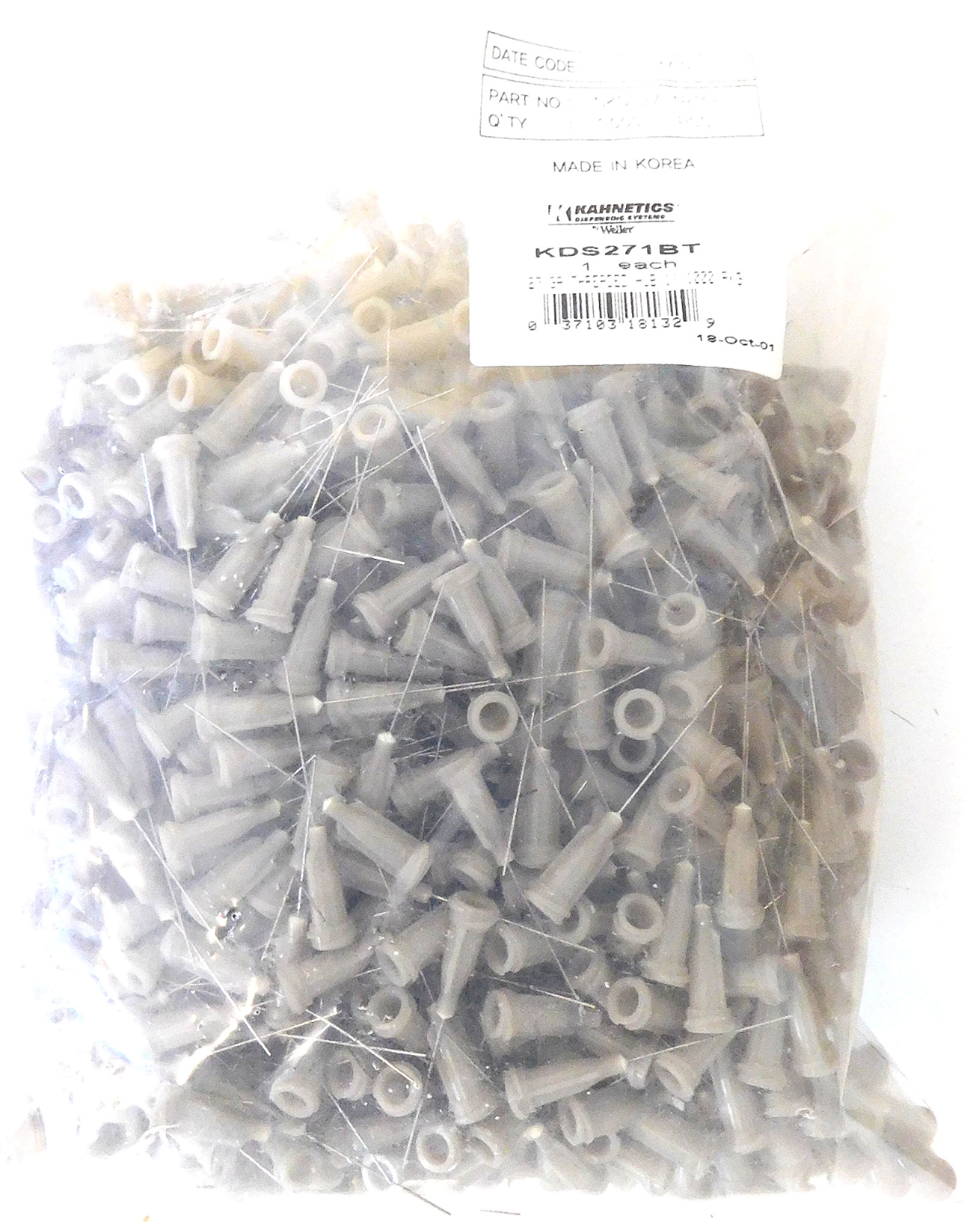 Weller KDS271BT Gray Threaded Hub 1" Dispensing Needles 27 Gauge 1000pcs