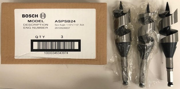 Bosch ASPSB24 1-1/2" x 7-1/2" Spur Auger Bit BULK 3pcs