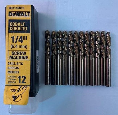 Dewalt DD4116B12 1/4" Cobalt Screw Machine Drill Bits (12Bits) Germany