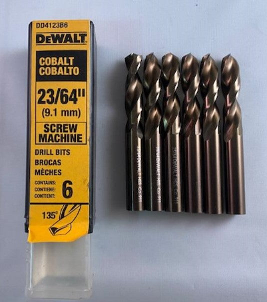 DeWalt DD4123B6 23/64" Cobalt Screw Machine Drill Bits 6 Pack Germany