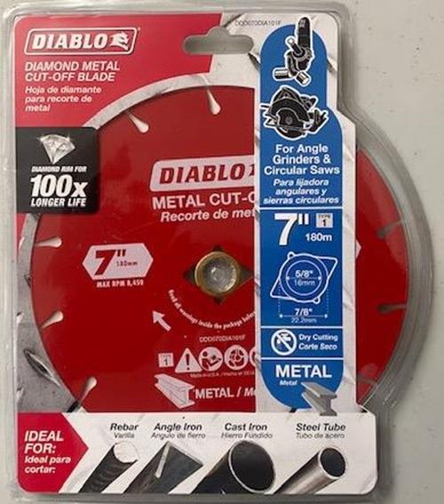 Diablo DDD070DIA101F 7" Diamond Metal Cut-Off Blade USA