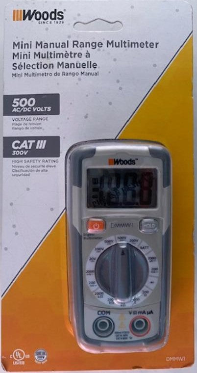 Woods DMMW1 Subcompact Digital Multimeter 500 AC/DC Volts CATlll 300V