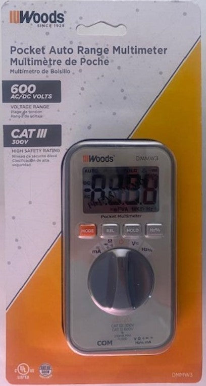 Woods DMMW3 Pocket Digital 600-Volt Multimeter (Battery Included)