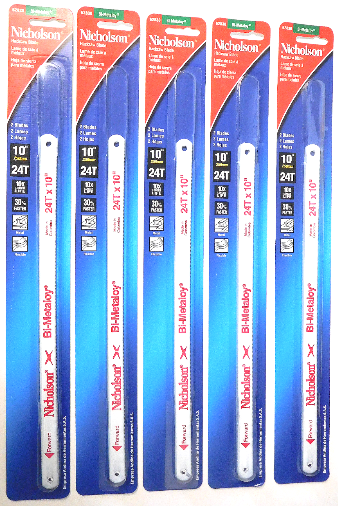 Nicholson 62830 10" x 24T Bi-Metaloy Hacksaw Blades 10 Blades (5 Packs of 2)