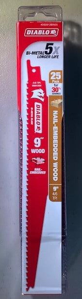Freud DS0912BW25 Diablo 9" x 6/12 TPI Wood Cutting Recip Saw Blades 25 Pack Swit