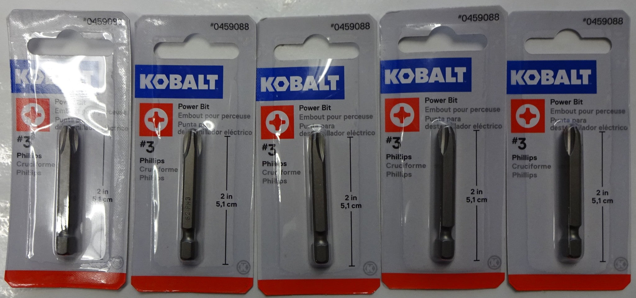 Kobalt 0459088 #3 Phillips 2” Power Bit 5packs
