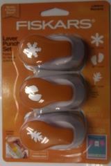 Fiskars 155050 Lever Punches Punch Set Of 3 Pack Snowflake Feet Leaf