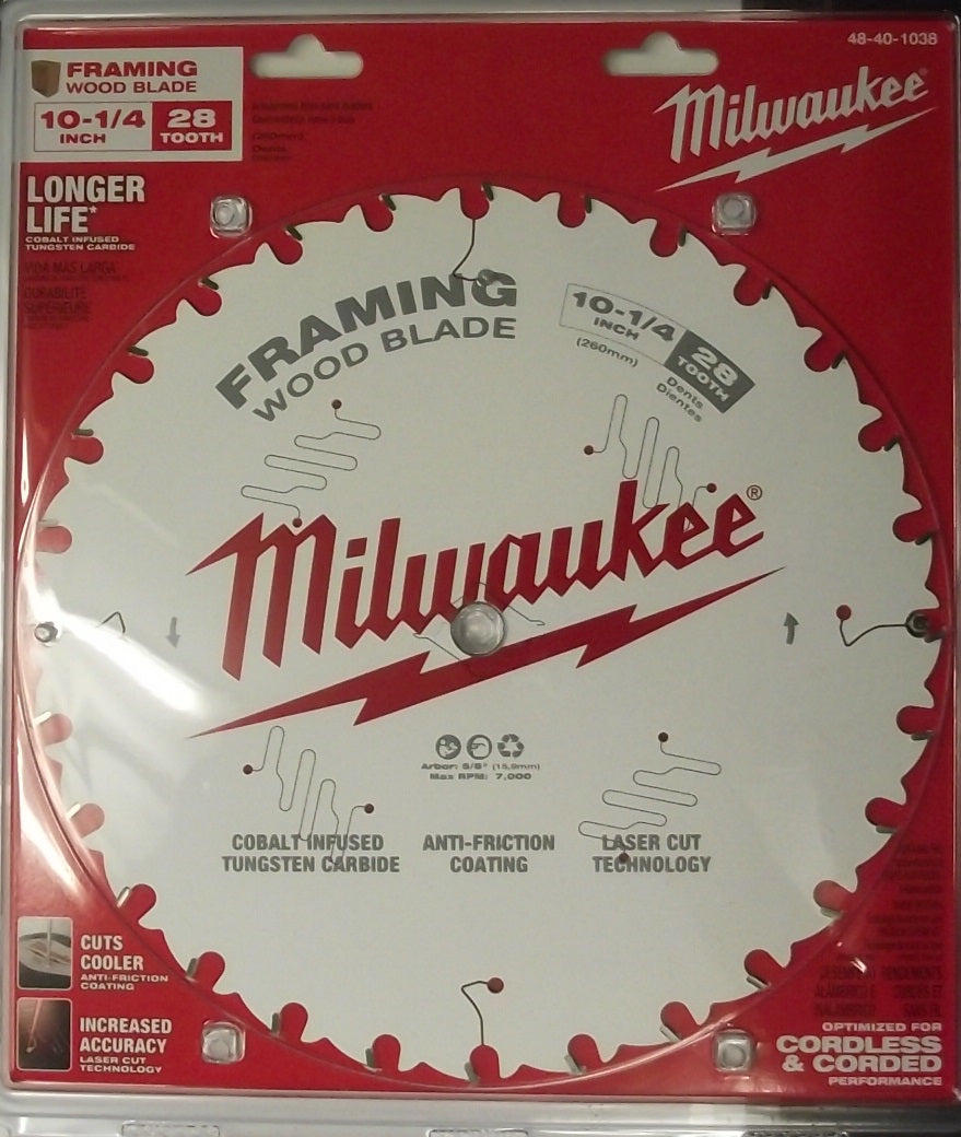 Milwaukee 48-40-1038 10 1/4" x 28 Framing Circular Cutting Saw Blade Laser Cut