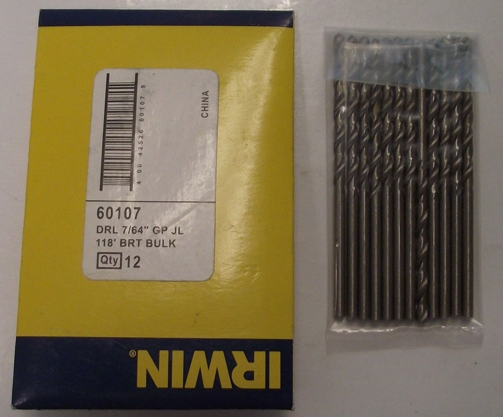 Irwin Industrial Tool 60107 7/64" HSS Fractional Drill Bit Pack of 12