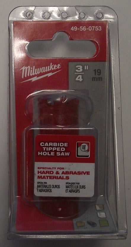 MILWAUKEE 49-56-0753 3/4" Carbide Tipped Hole Saw USA