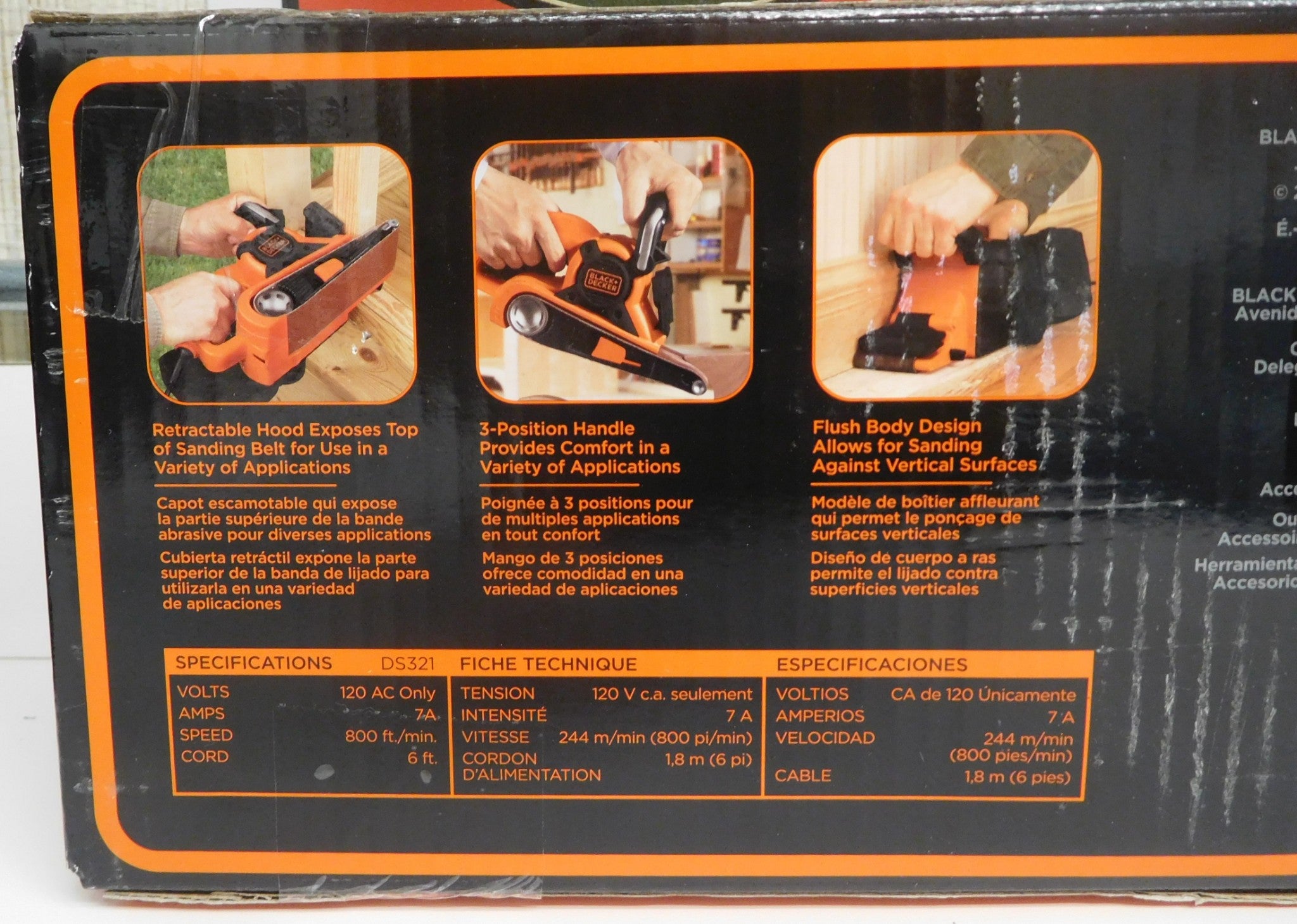 Black and Decker DS321 Belt Sander, 3 x 21, Orange