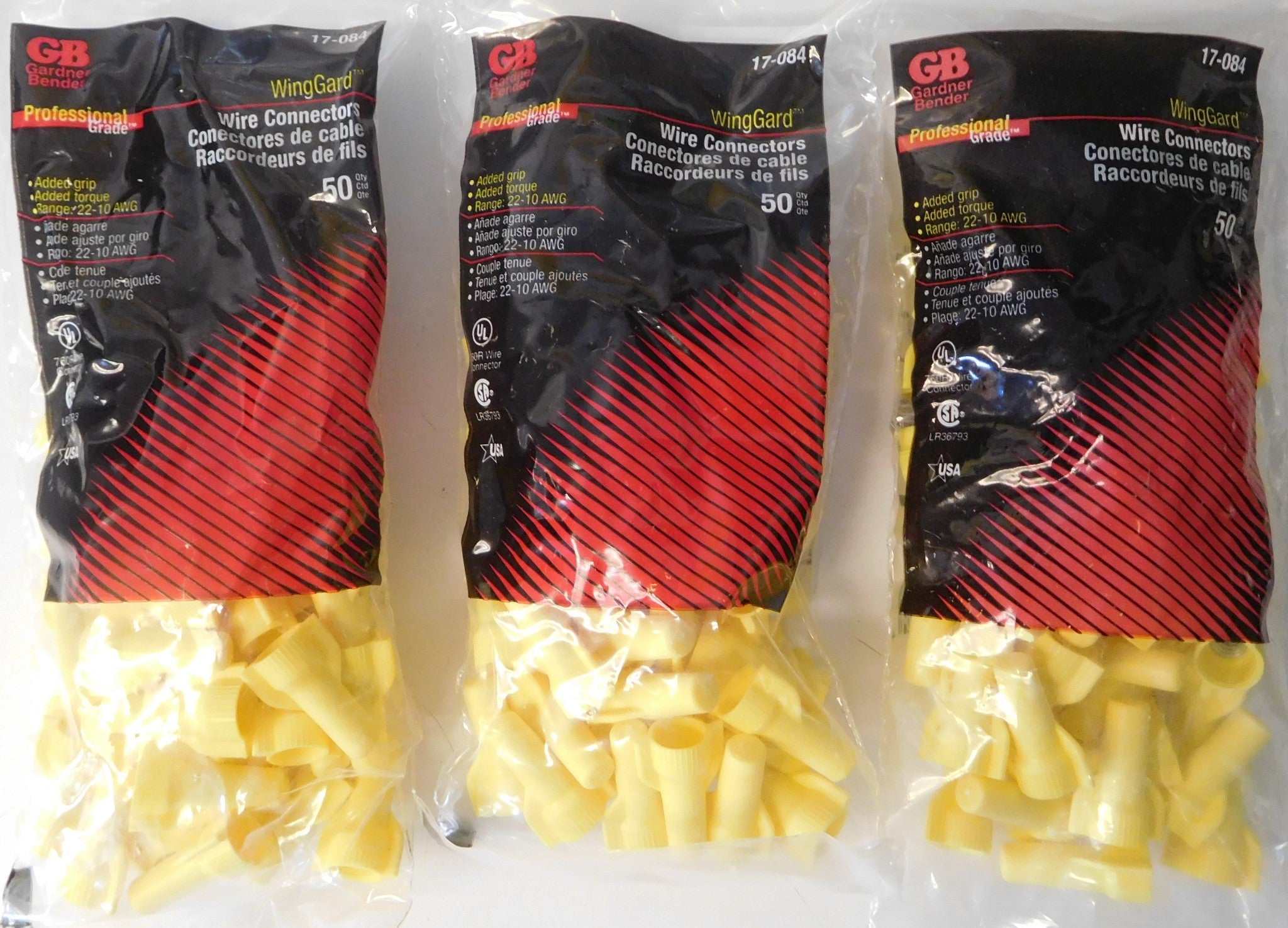 Gardner Bender 17-084 WingGard Yellow Wire Connectors (3 Packs of 50) USA
