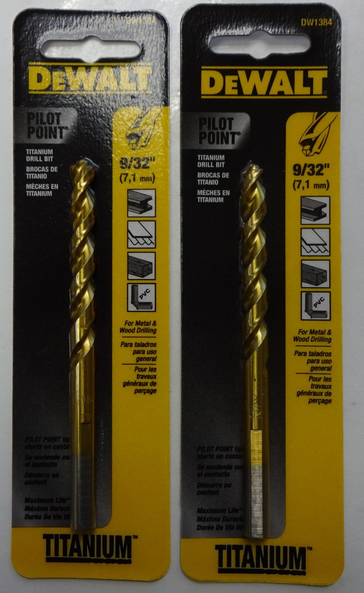 Dewalt DW1384 9/32" Pilot Point Titanium Drill Bit 2PKS