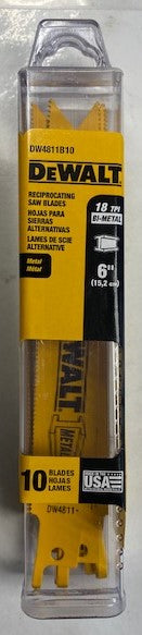 DEWALT DW4811B10 6" x 18TPI RECIPROCATING SAW BLADE 10PK. USA