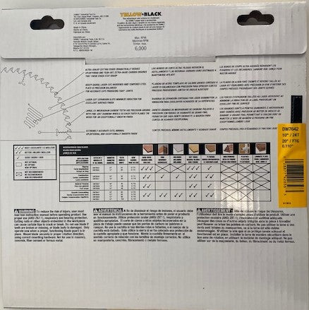 DEWALT DW7642 10" x  24T Fast Ripping ATB Thin Kerf Circular Saw Blade