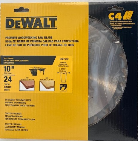 DEWALT DW7642 10" x  24T Fast Ripping ATB Thin Kerf Circular Saw Blade