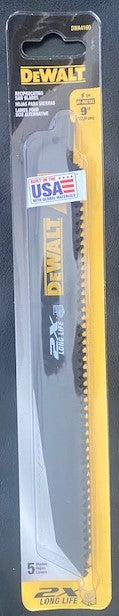 DEWALT DWA4169 BI-METAL 2X RECIPROCATING SAW BLADE 9" LONG 6 TPI 5 PACK USA