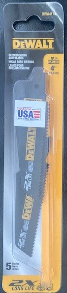 Dewalt DWA4174 4" x 10TPI Reciprocating Saw Blades Pack of 5 USA