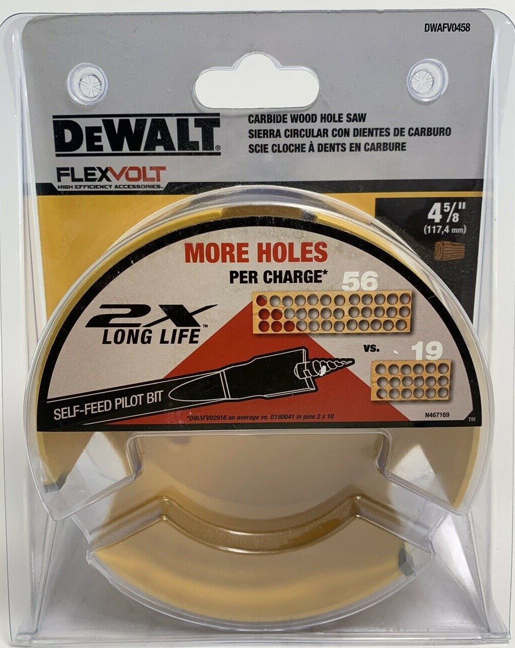 DeWalt DWAFV0458 Flex Volt 4-5/8" Carbide Wood Hole Saw