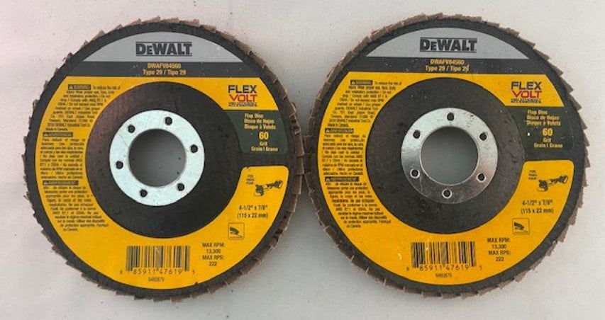 Dewalt DWAFV84560 4-1/2" x 7/8" 60 Grit T29 FLEXVOLT Flap Disc 2pcs.
