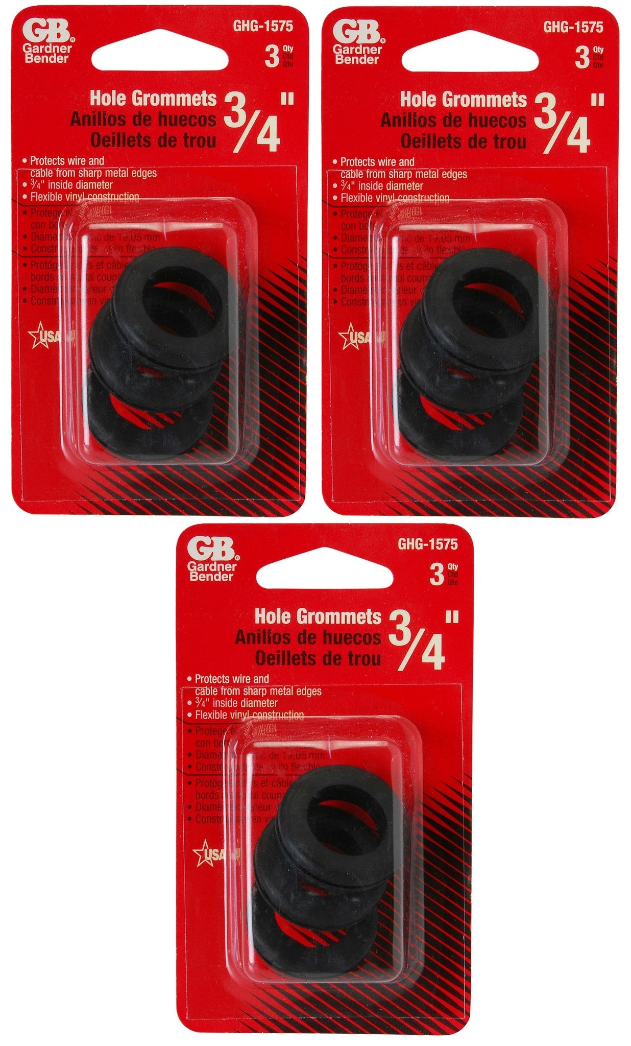 Gardner Bender GHG-1575 3/4" Hole Grommets (3 Packs of 3) USA