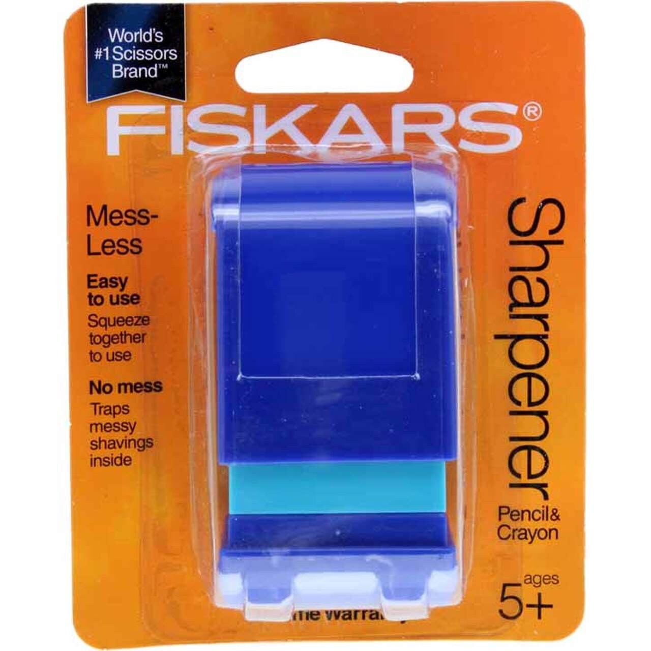 Fiskars 12-95900J Mess-Less Double Pencil & Crayon Sharpener 3pcs. Random Colors