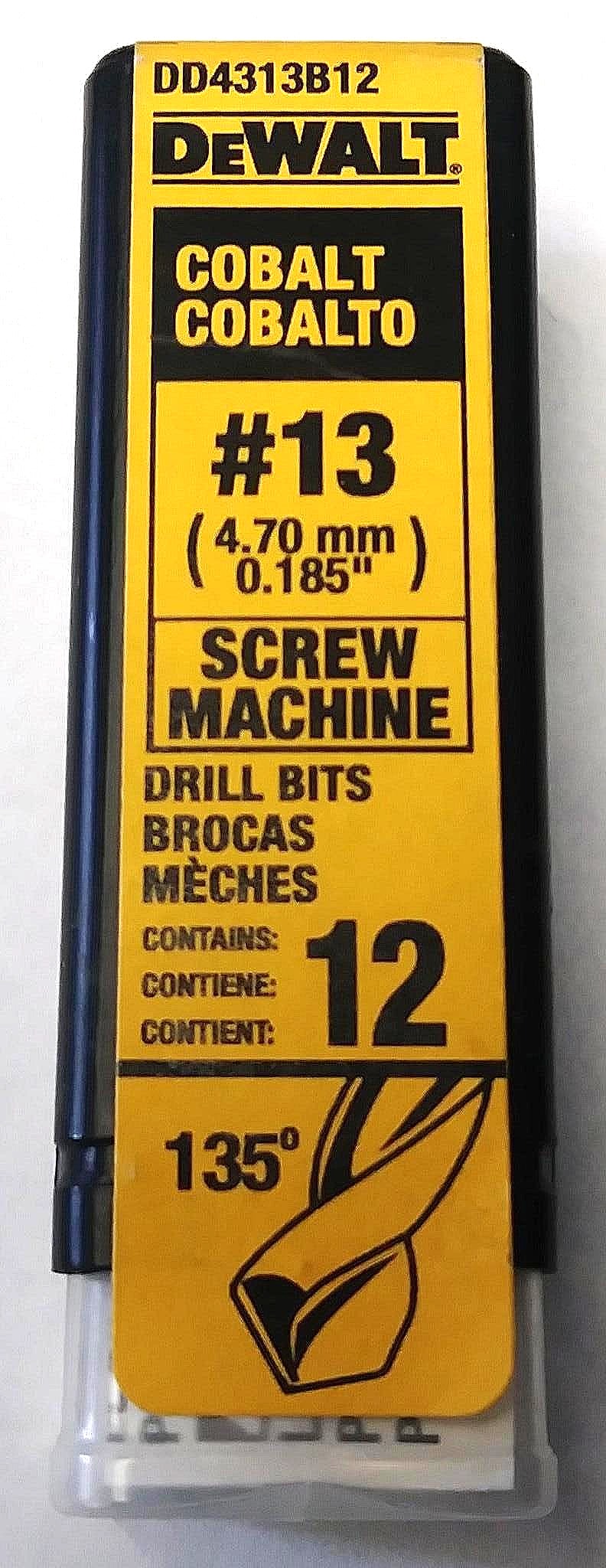 Dewalt DD4313B12 #13 Cobalt Screw Machine Drill Bits 12 Pack Germany