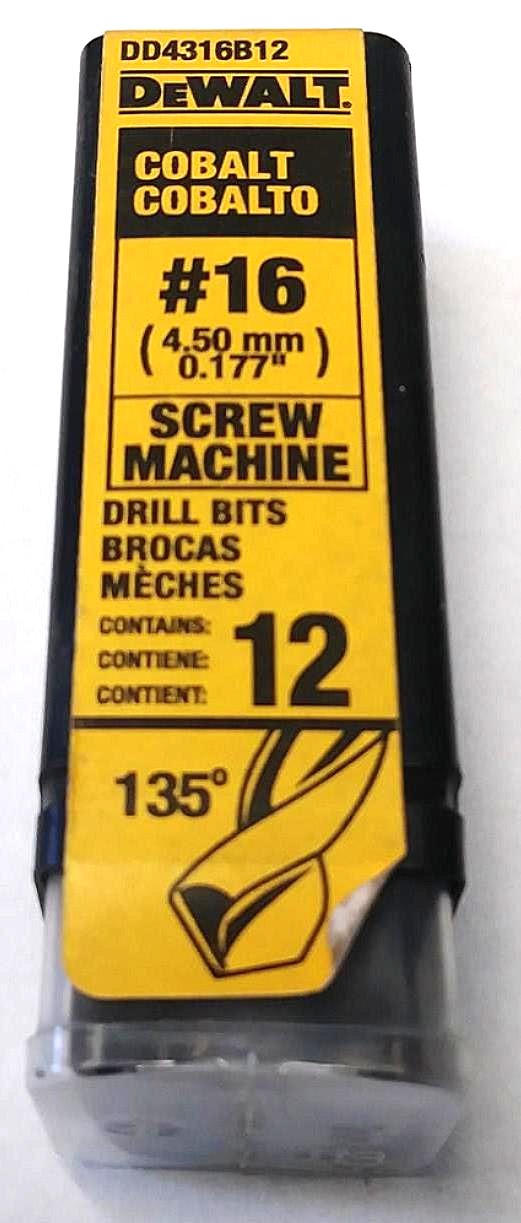 Dewalt DD4316B12 #16 Cobalt Screw Machine Drill Bits 12 Pack Germany
