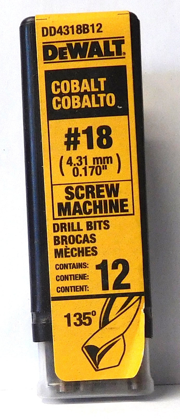 Dewalt DD4318B12 #18 Cobalt Screw Machine Drill Bits 12 Pack Germany