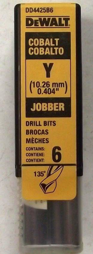 DEWALT DD4425B6 Y Letter Cobalt Jobber Length Drill 6 Bits Germany