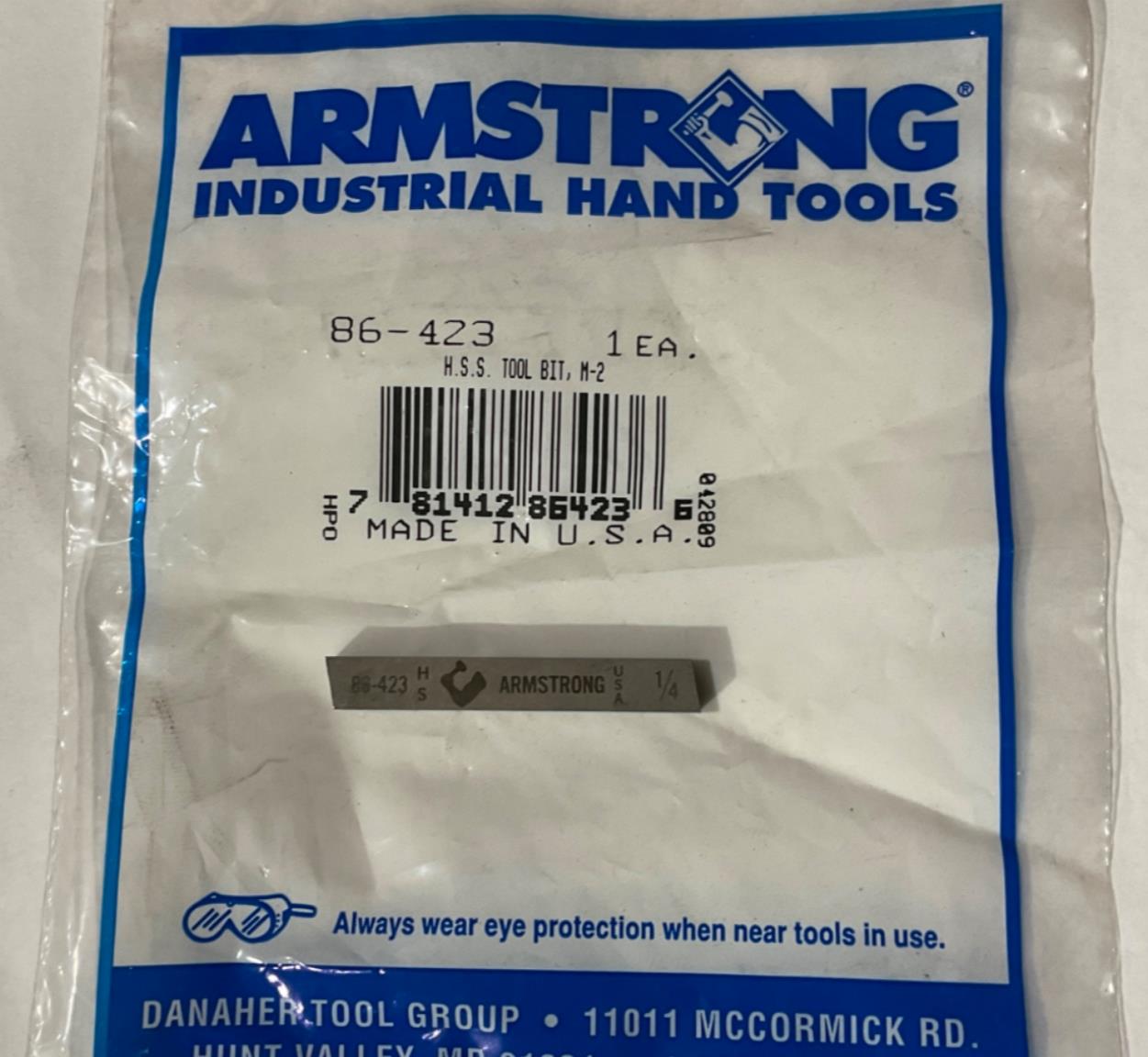 Armstrong 86-423 1/4 H.S.S. Tool Bit M-2 USA