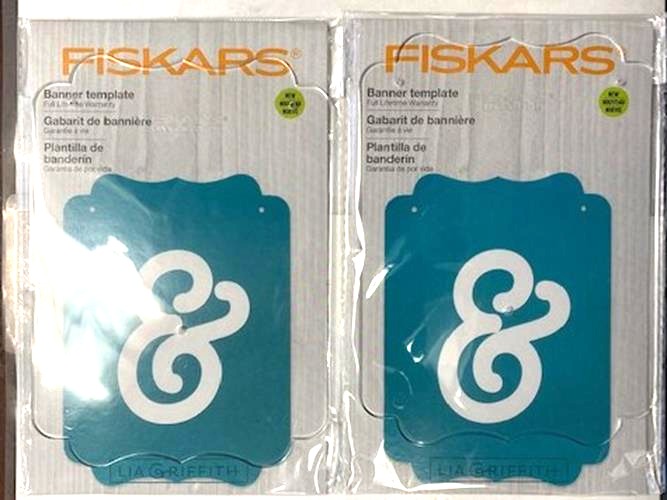 Fiskars 105250-1001 Lia Griffith Designer Label Banner Template, Clear 2Pack