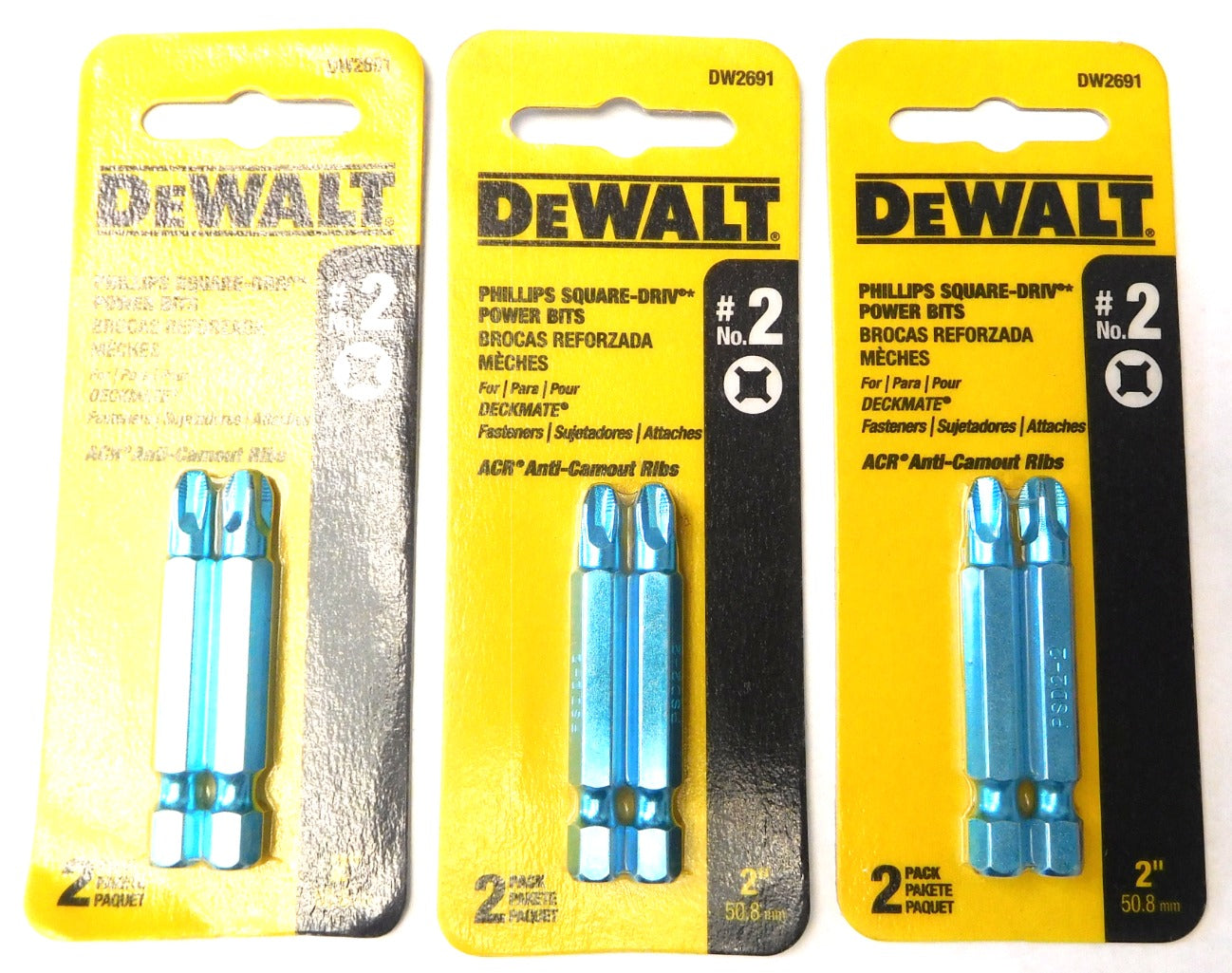 Dewalt DW2691 #2 x 2" Phillips Square Drive Power Bits (3 packs of 2)