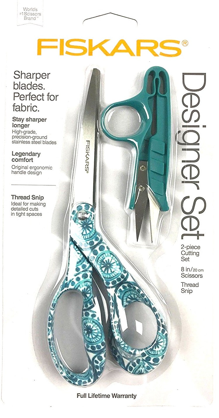Fiskars 154162 Designer 2pc Cutting Set 8 Scissors & Thread Snip (Ass