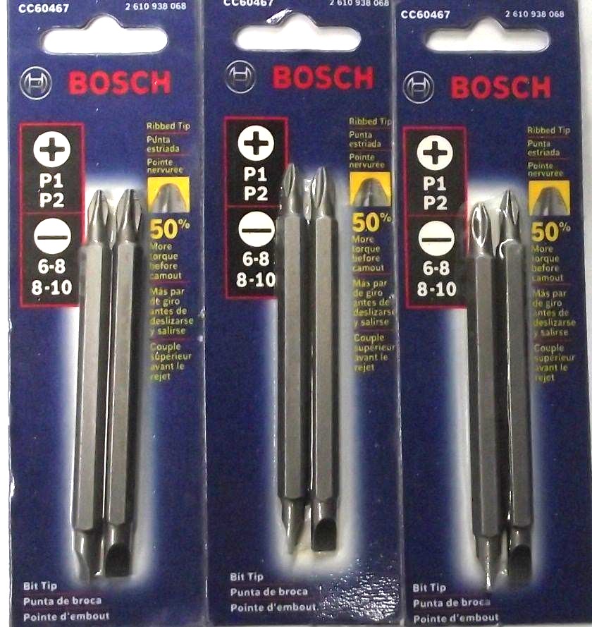 Bosch CC60467 2 Pc. P1 P2 & Slotted Double Ended Bit Set 3-1/2" 3-2pks USA