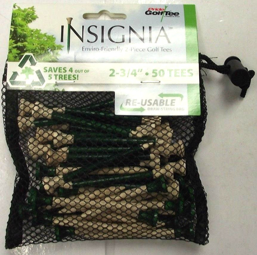 Pride 2345050 Golf Insignia Golf Tee 50pcs 2 3/4" Green/Natural Drawstring Bag
