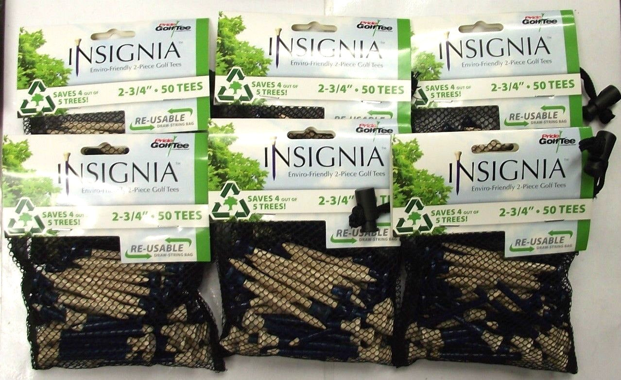 Pride 2345021-6 Insignia Golf Tee 300pcs 2 3/4" Blue/Natural Drawstring Bag