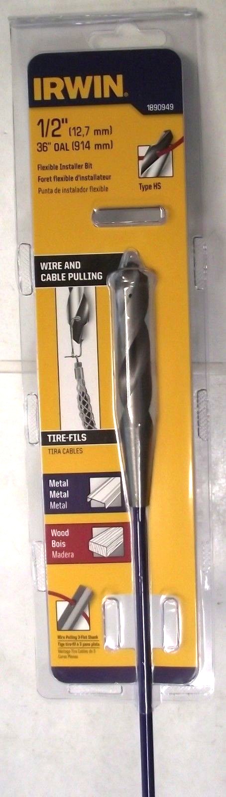 IRWIN 1890949 1/2" x 36" Flexible Installer Drill Bit With High-Speed Steel Tip